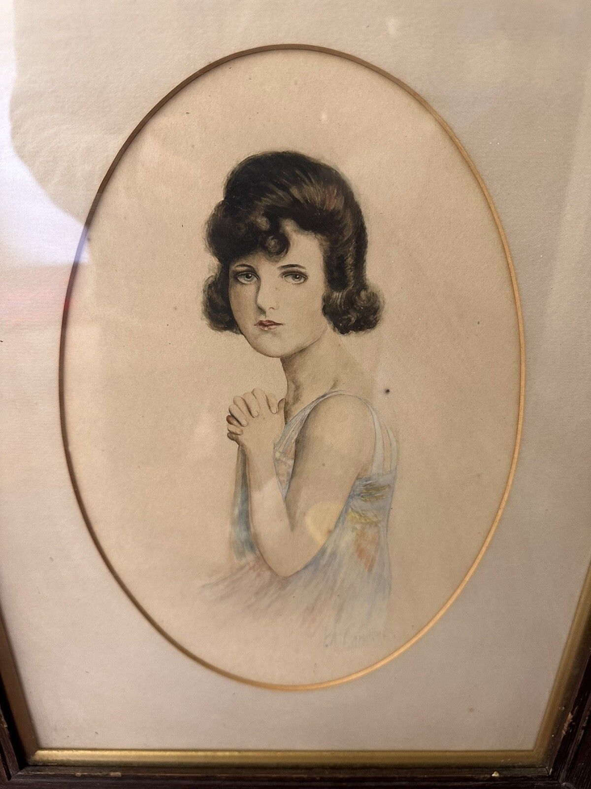 19thc Original Watercolour Of A Beautiful Lady Portrait Signed Framed And Glazed photo furniture