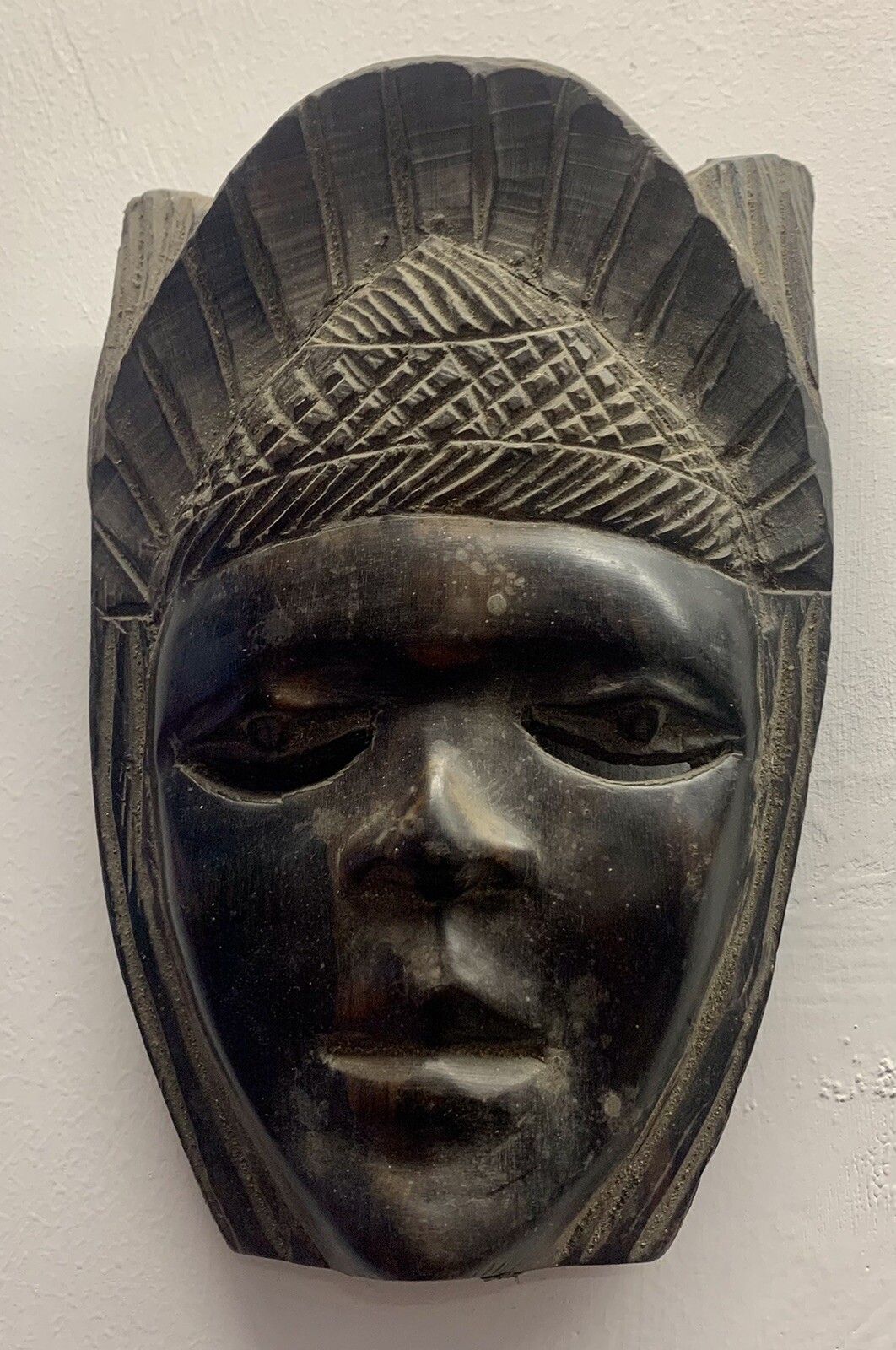 Antique Tribal African Wooden Bust Haitian Carved Hardwood Mask photo furniture