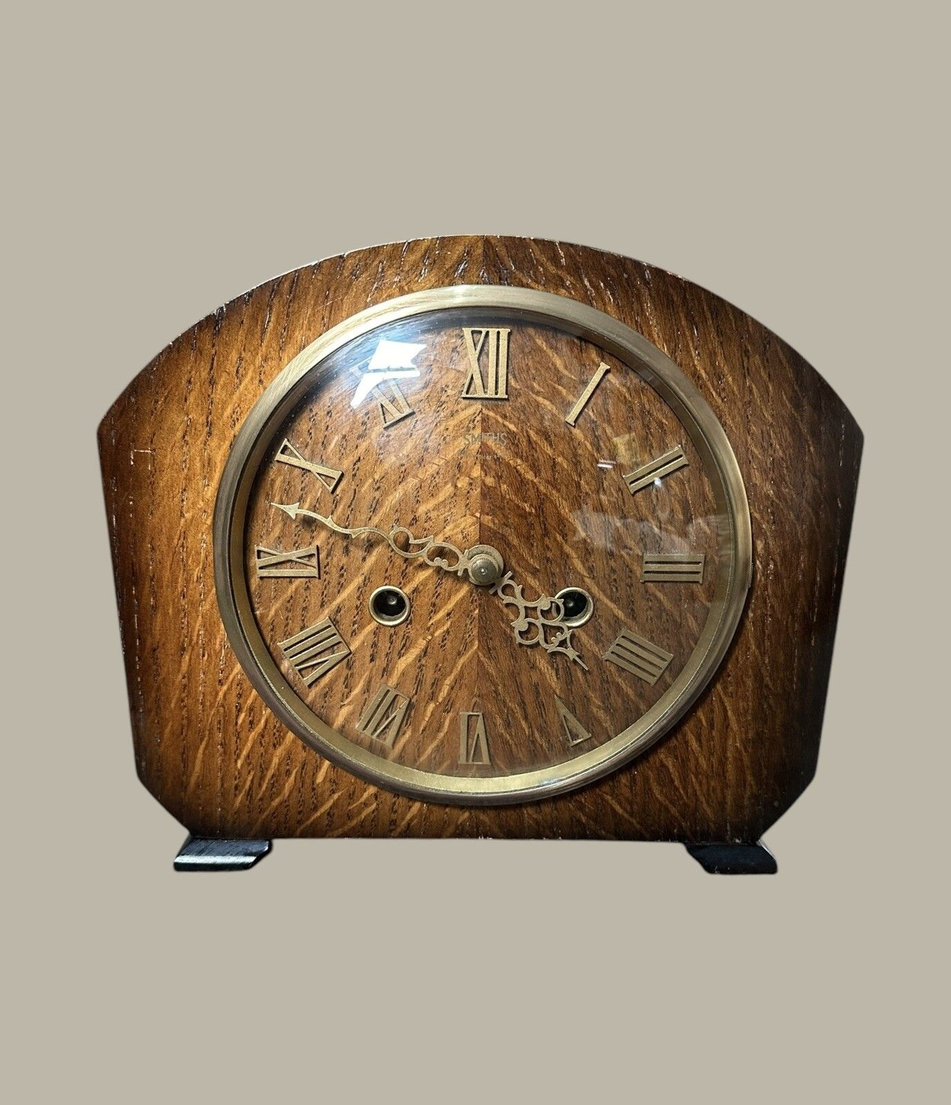 Smiths Enfield Striking Hammer Mechanical Mantle Clock Oak Very Pretty