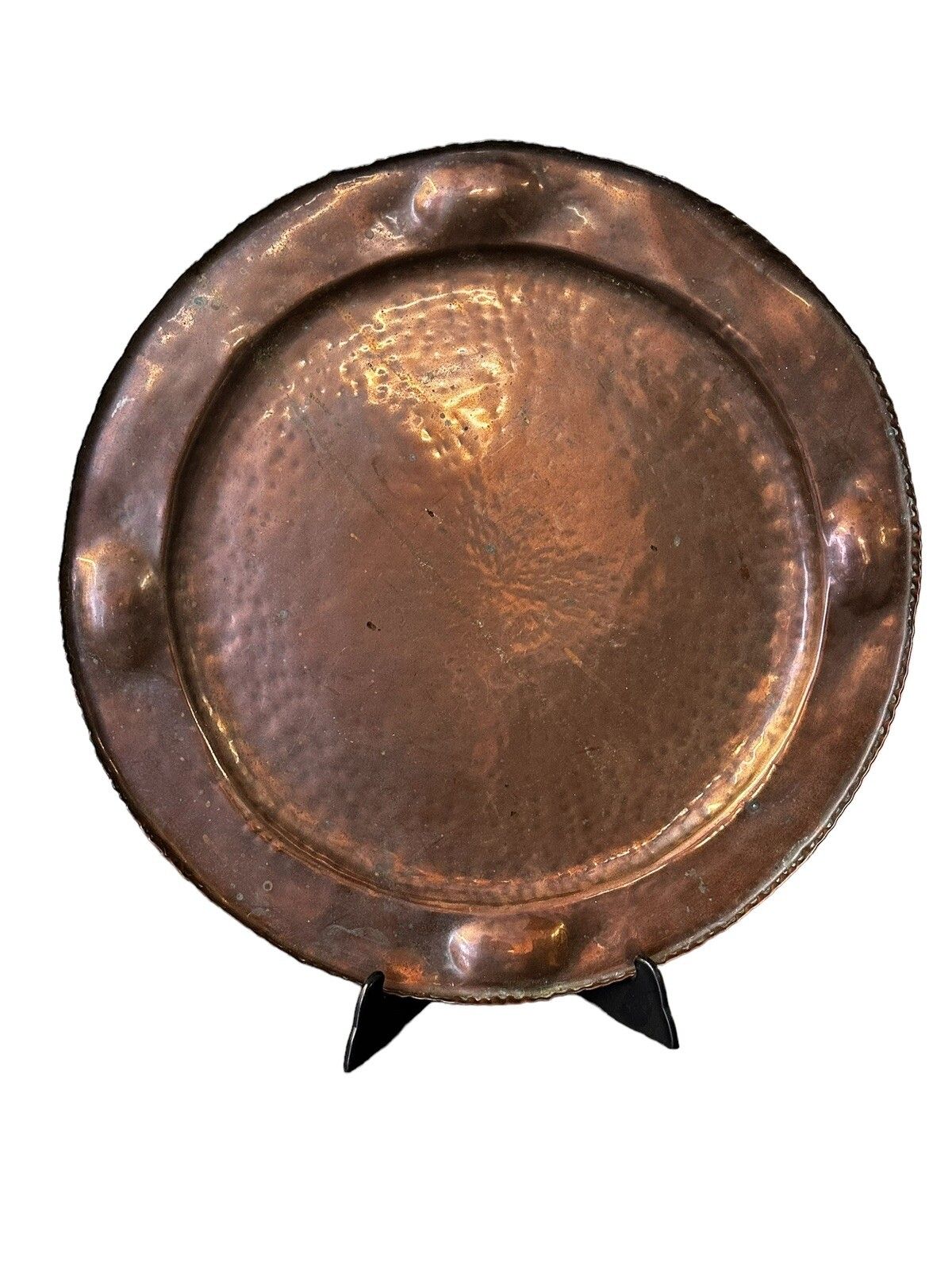 Antique Folk Art Copper Charger Plate Early 19th Century 14.5” Diameter photo for sale
