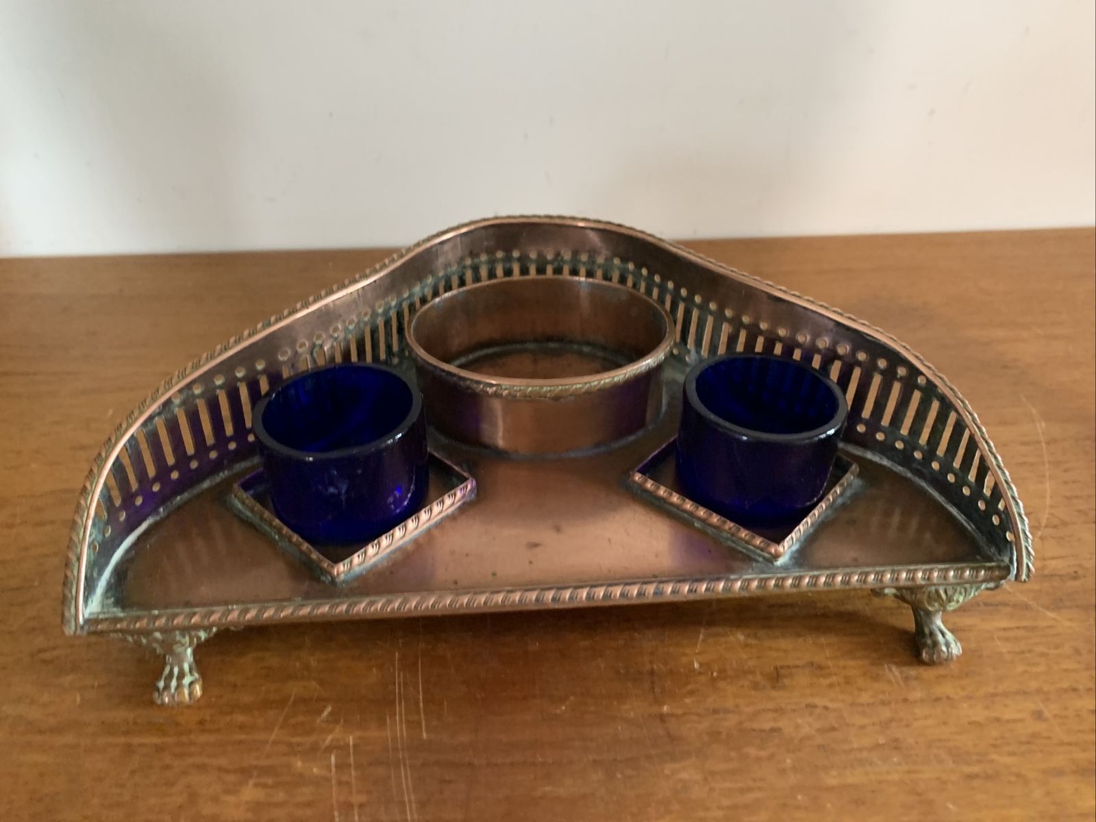 Stunning Copper Art Nouveau Inkwell Desk Stand Footed photo Home Decor