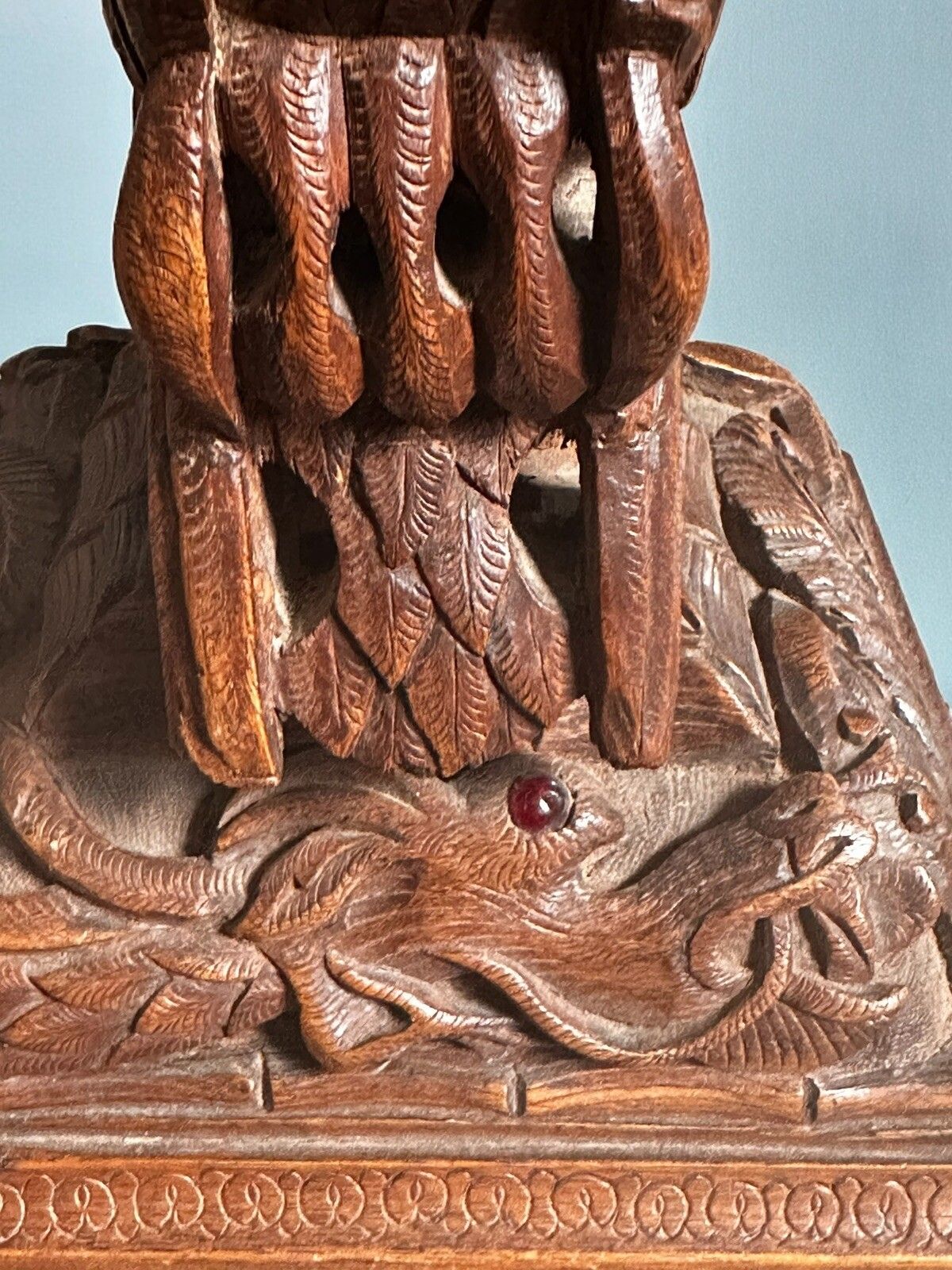 Superb Vintage Intricately Carved Oriental Dragon Lamp Folk Art 50cm High photo 175.0