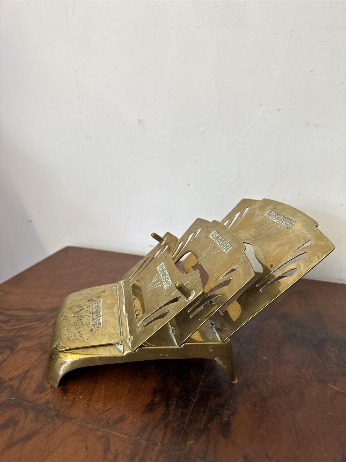 Art Deco Brass Desk Letter Rack Ink Well Desk Prop photo Home Decor