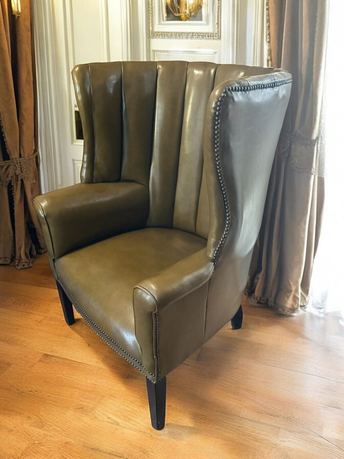 Butlers Wingback Armchair George III Style Leather Upholstered  Superb Quality photo for sale