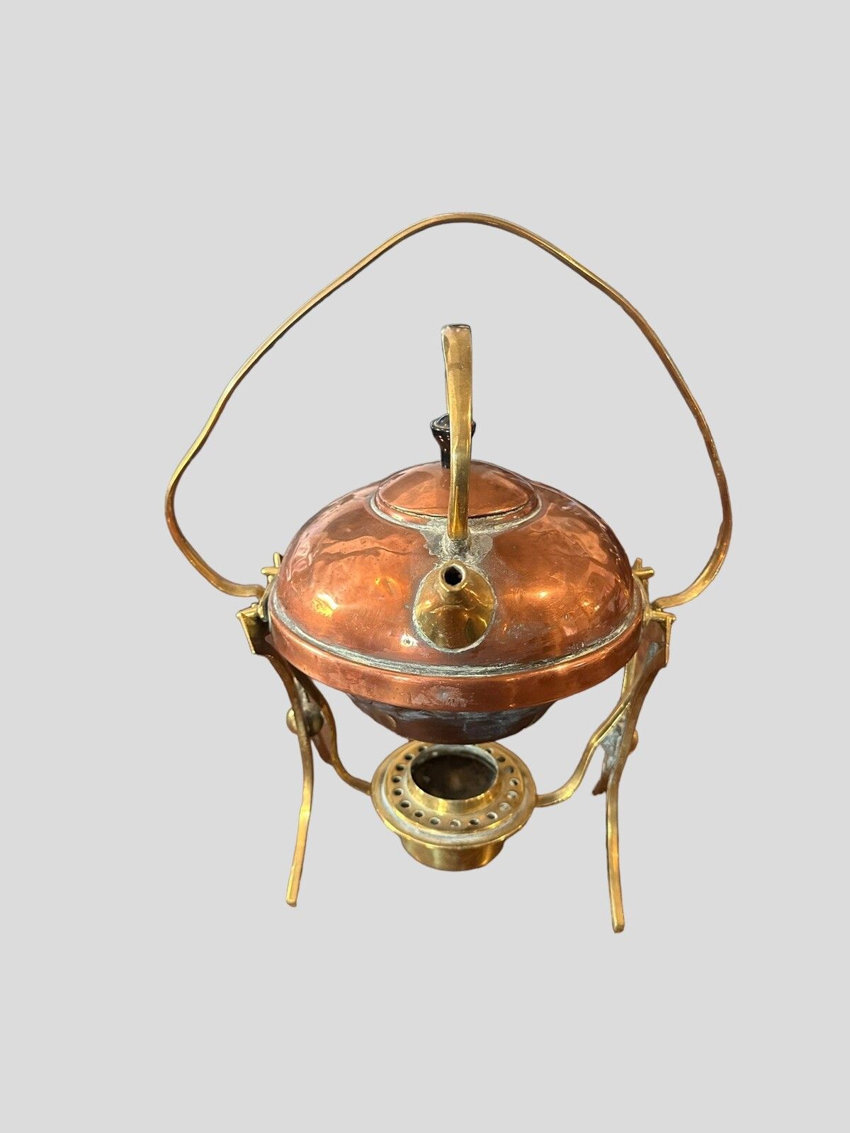 Antique Brass Spirit Kettle On Stand And With Burner.By W.Soutter &Son C1900s. photo furniture