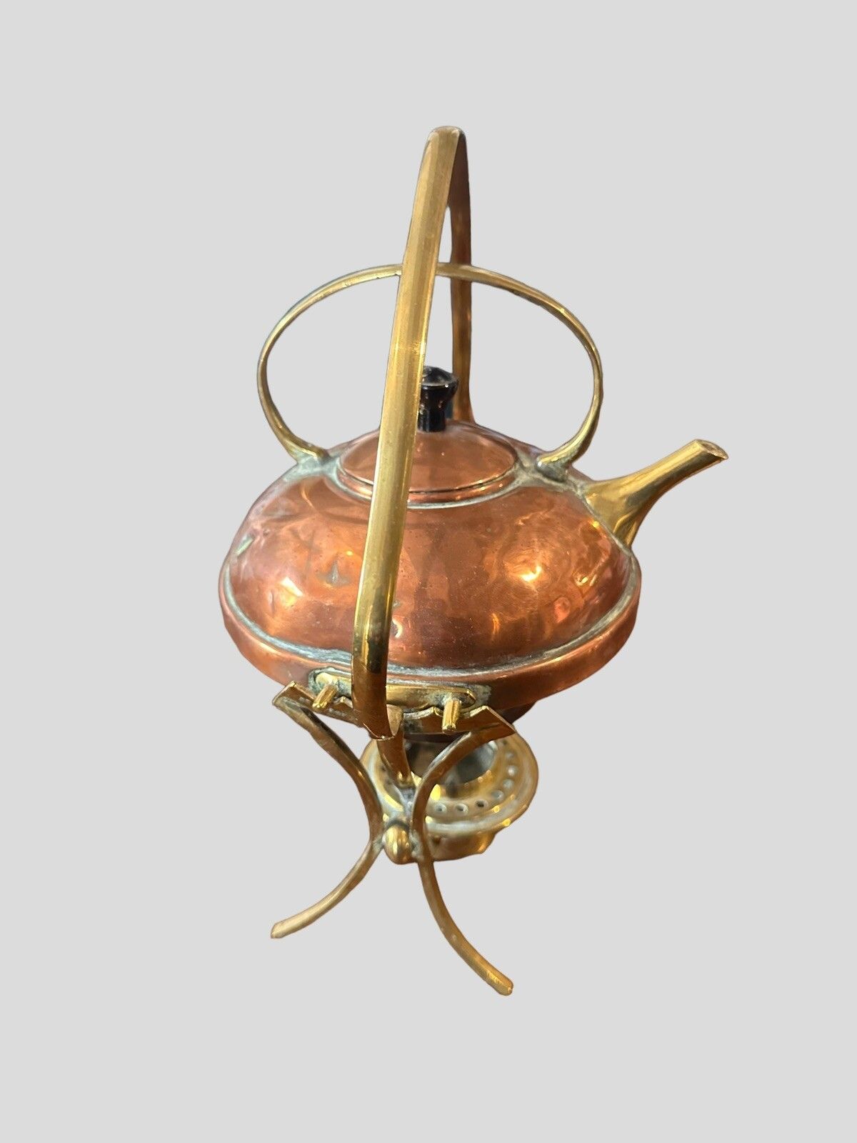 Antique Brass Spirit Kettle On Stand And With Burner.By W.Soutter &Son C1900s. photo for sale