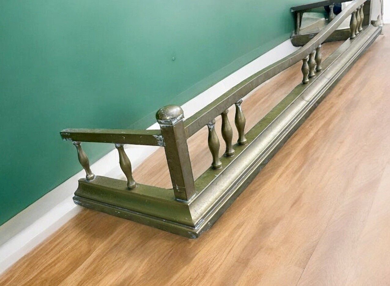 Antique Fireplace Brass Fire Fender  Surround  Country House Interior photo for sale