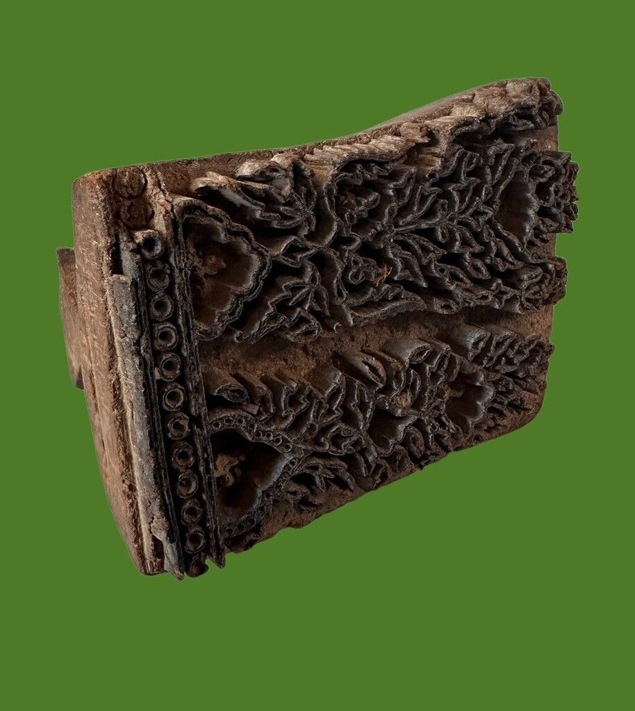 Very Collectable Antique Hand Carved Floral Leaf Printing Blocks For Wallpaper photo 65.0