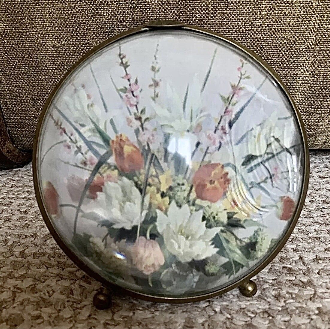Art Deco Rare Polyfoto Convex Glass Photo Frame Brass And Glass photo for sale
