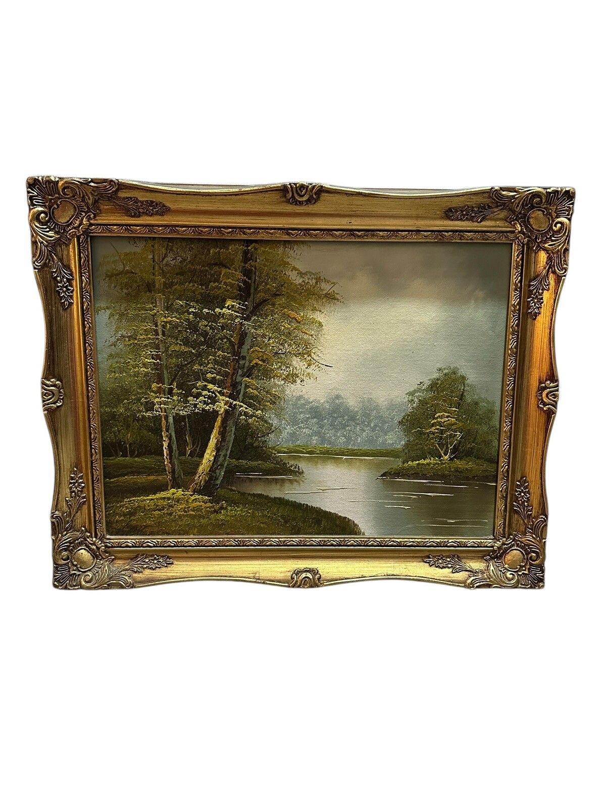 Mid Century Signed Oil Painting Landscape River Scene 50cm By 40cm