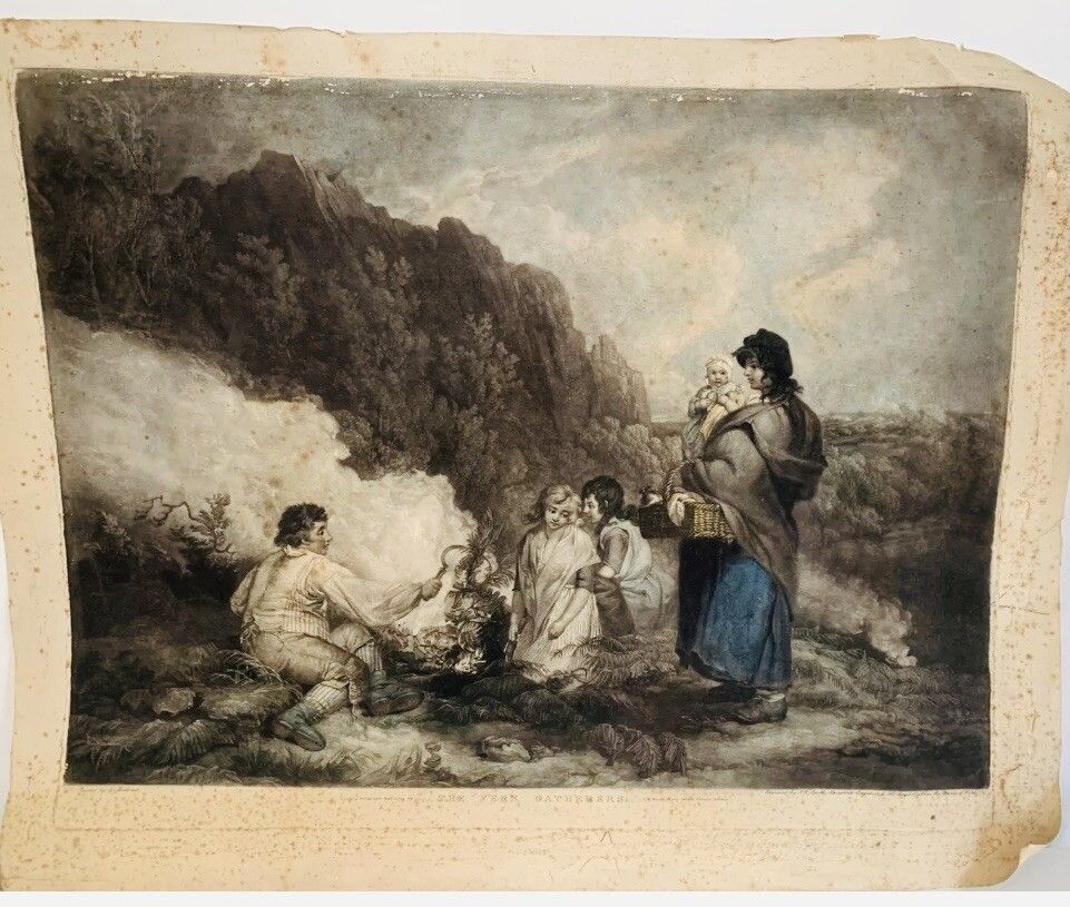 J.R. Smith After George Morland 1799 Mezzotint, The Fern Gatherers