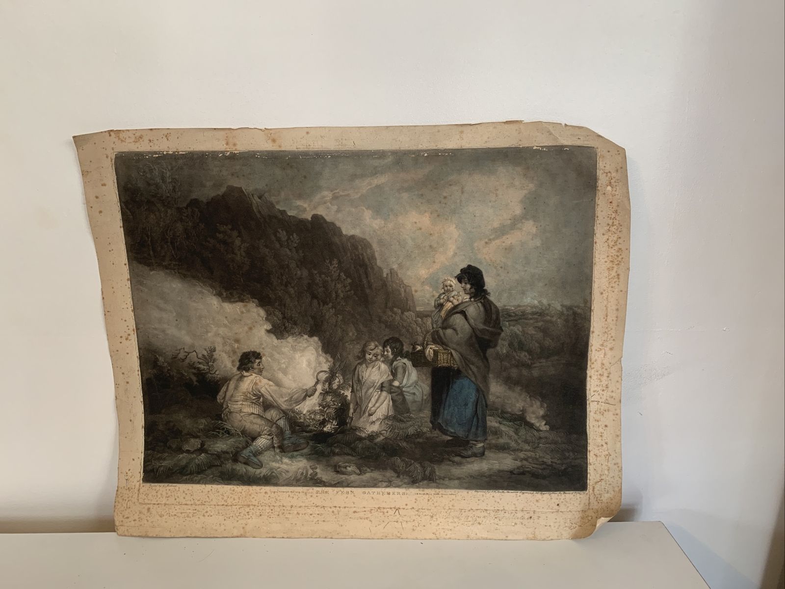 photo for sale J.R. Smith After George Morland 1799 Mezzotint, The Fern Gatherers