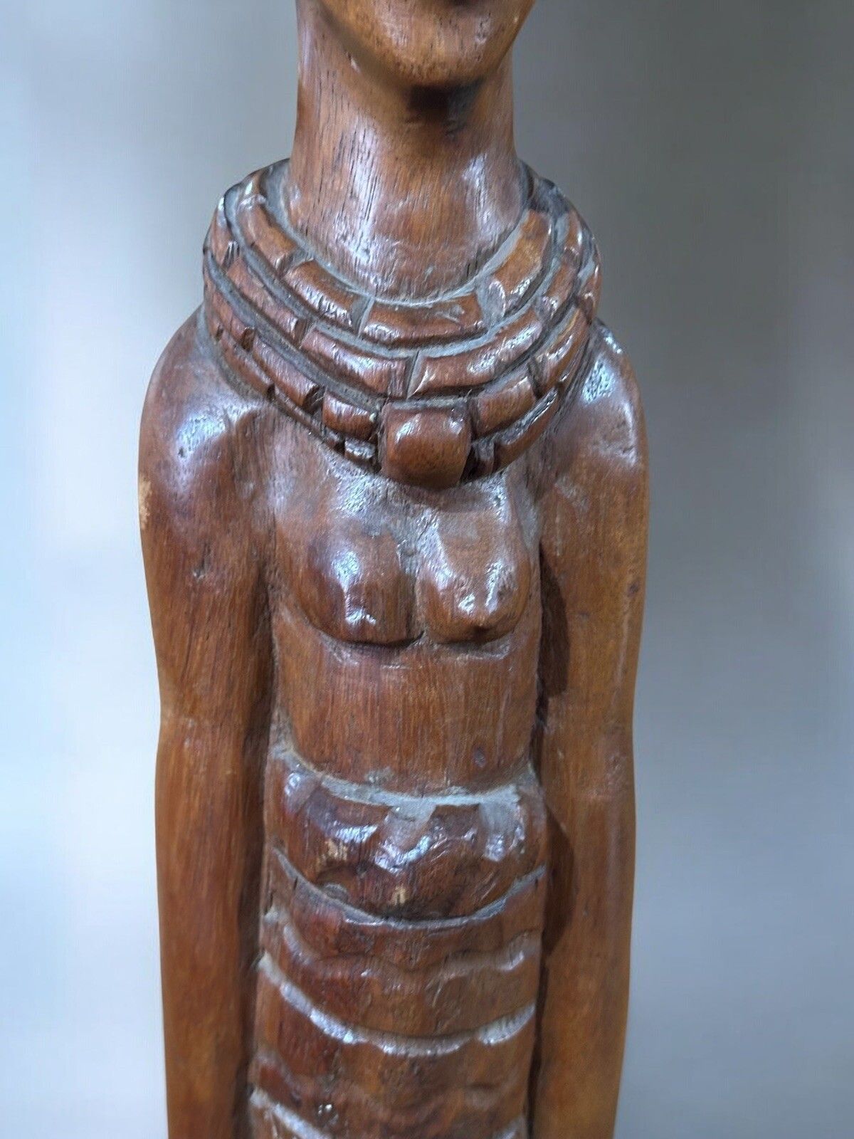 Antique Large Wood Carved African Woman Over 3.5 Foot High photo for sale