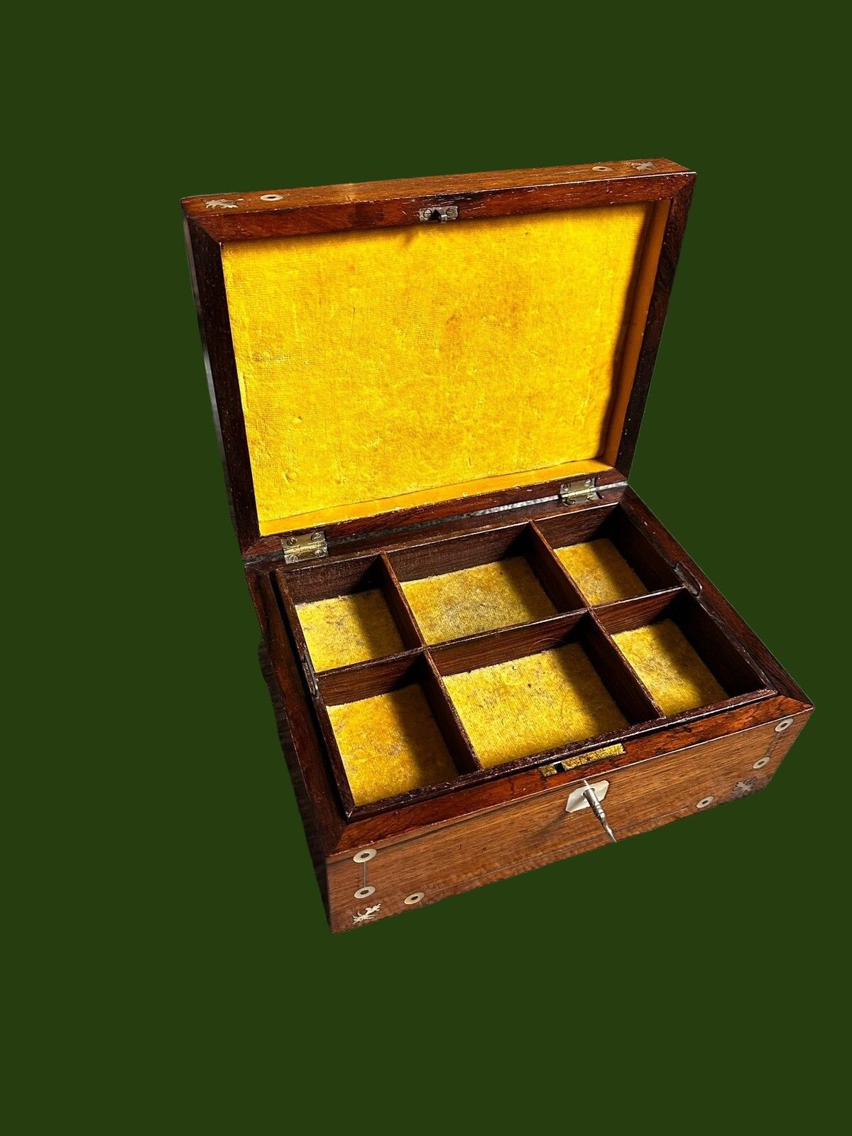 Victorian Rosewood & Mother Of Pearl Box / Sewing Box Keepsake Jewellery photo vinterior