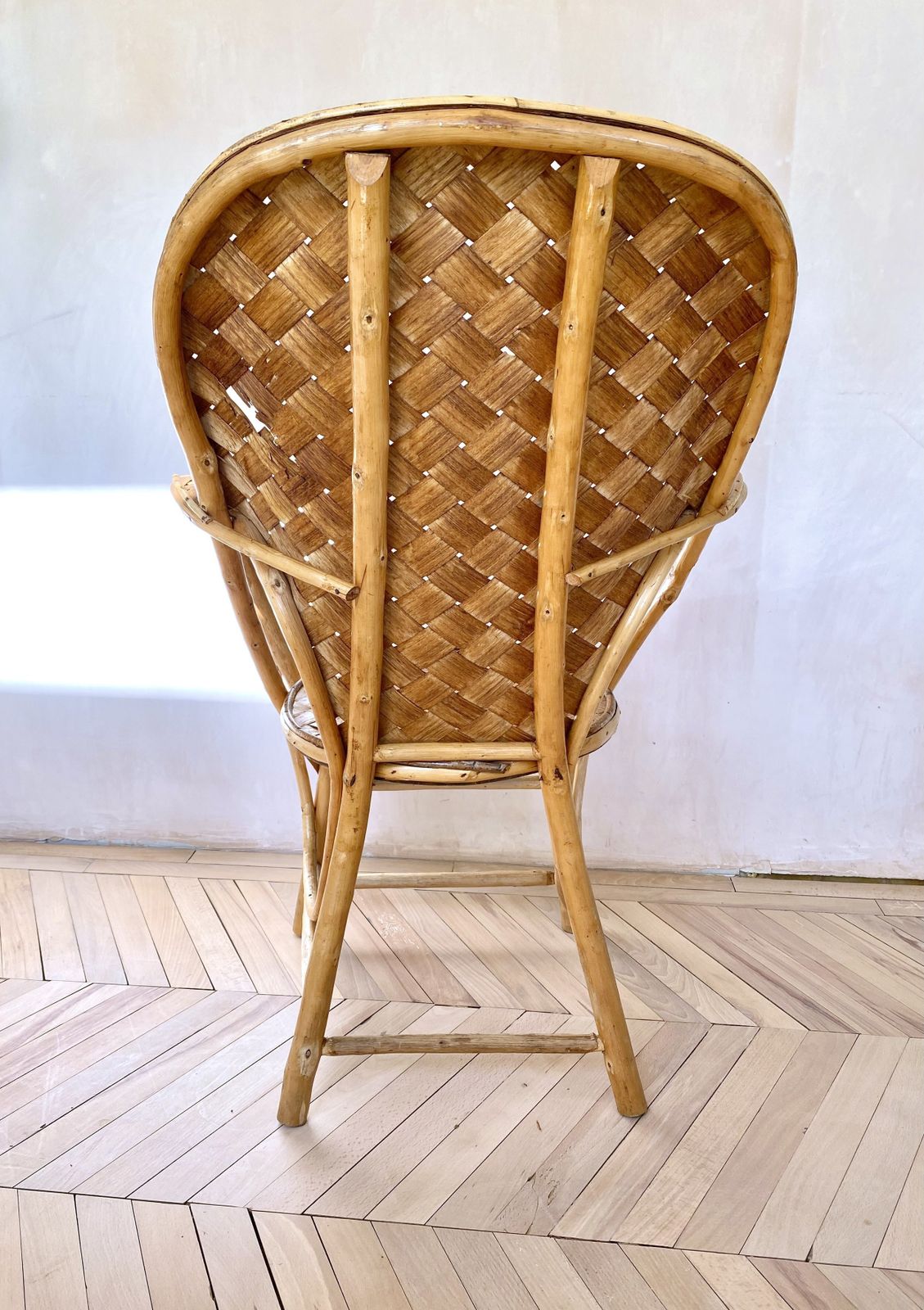 Furniture Mid Century "Le Corbusier", Table & Two Chairs Set For Pascal Raffier Vannerie, France. photo