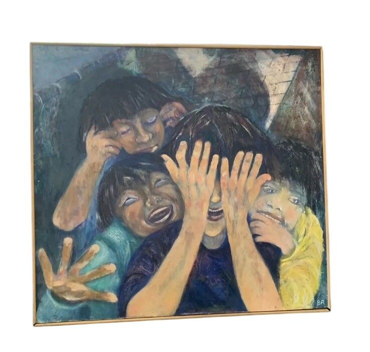Superb Mid Century Large Signed Art Work Signed By Artist  97cm. By 90cm