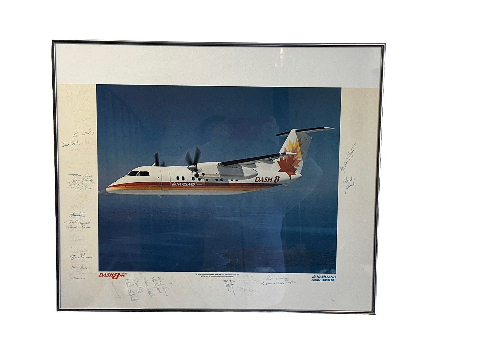 Vintage De Havilland Canada Airlines Dash 8 Series 100 Advertising Poster photo furniture