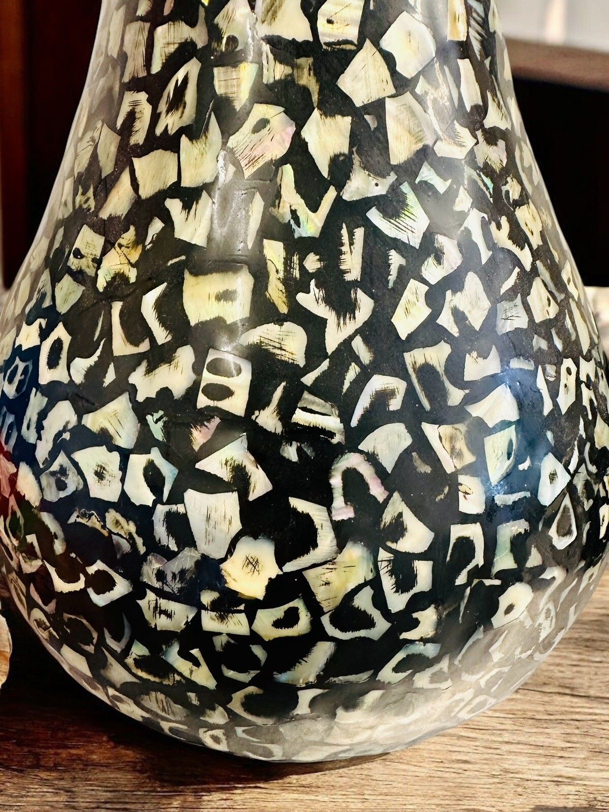Mid Century Mother Of Pearl Mosaic Hand Made Large Vase  35cm H Gorgeous photo for sale