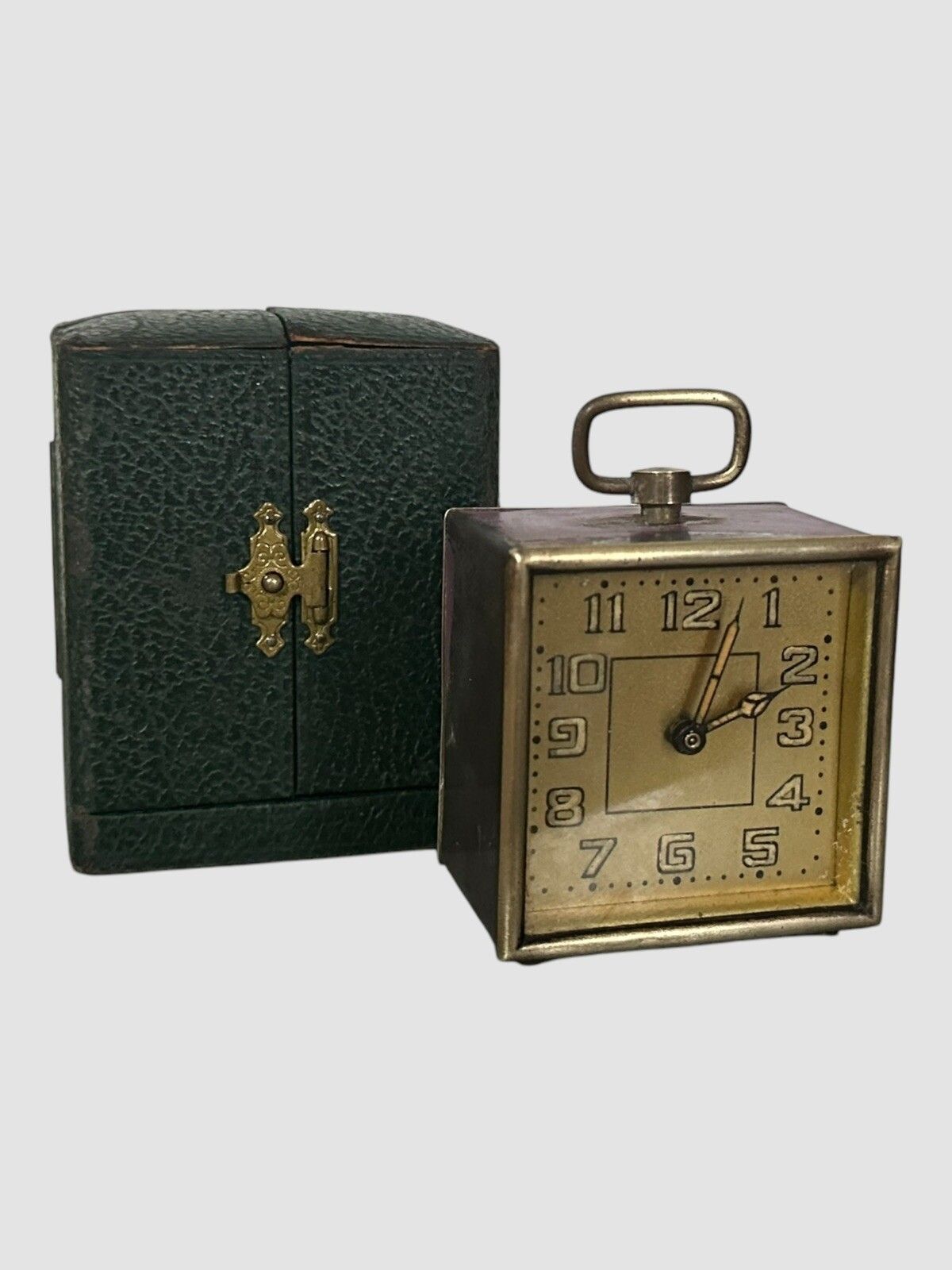 photo furniture Art Deco French Enamelled Brass Mechanical Timepiece Clock Working