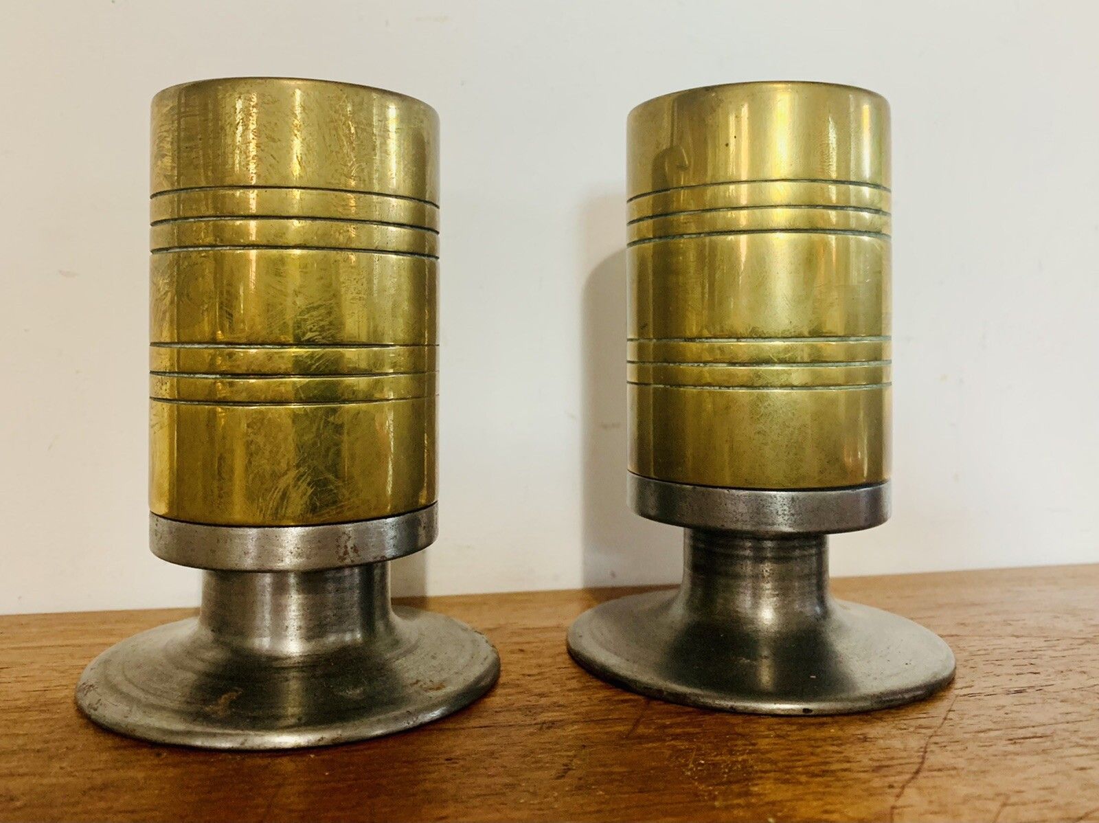 A Pair Of Mid Century Danish Design Candlesticks Superb Heavy Brass