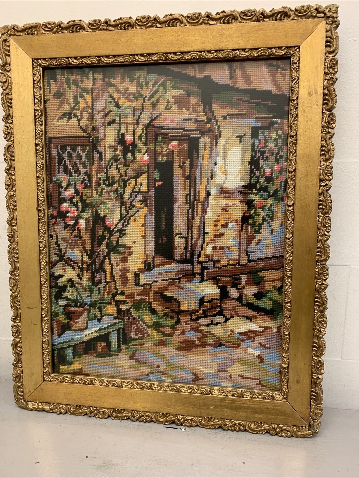 Antique Gilt Wooden Framed Tapestry Charles Edward Wilson 56cm By 45cm photo 75.0