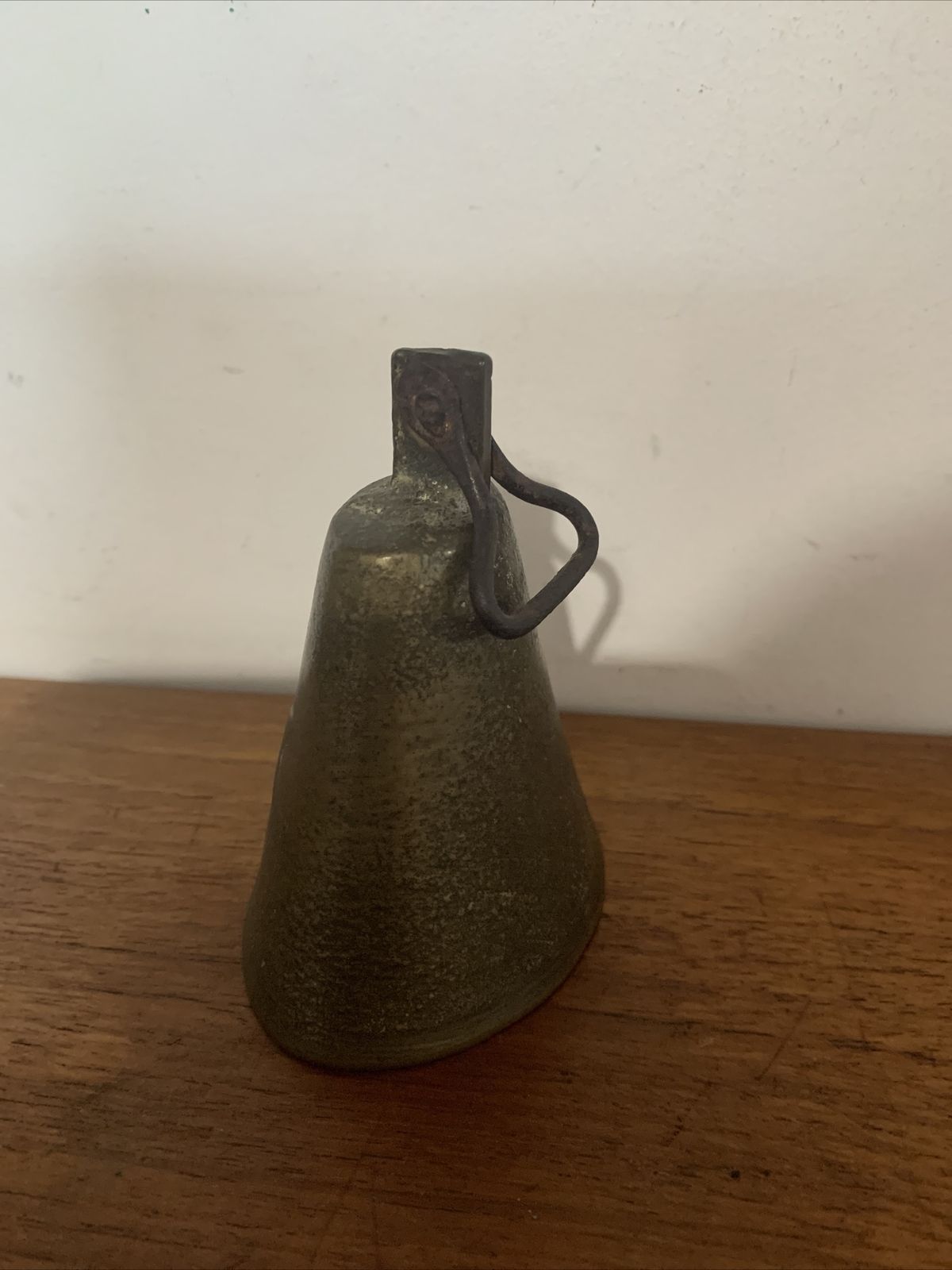Antique Primitive Brass Bell With Cross photo 65.0