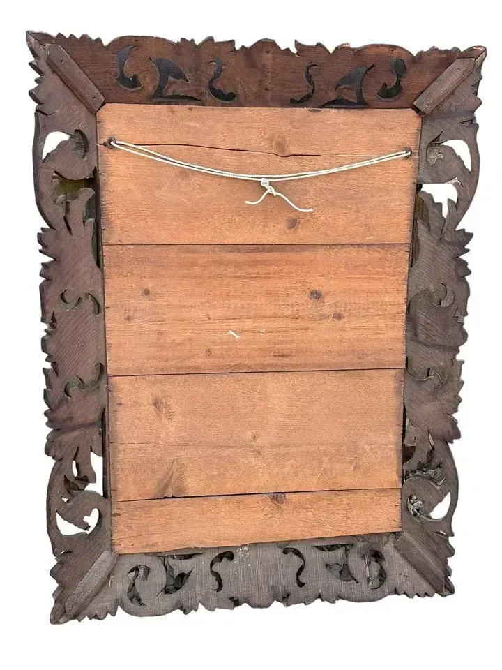 Gorgeous 19th Century French Carved Oak Wall Mirror Bevelled . 98cm By 74cm photo furniture
