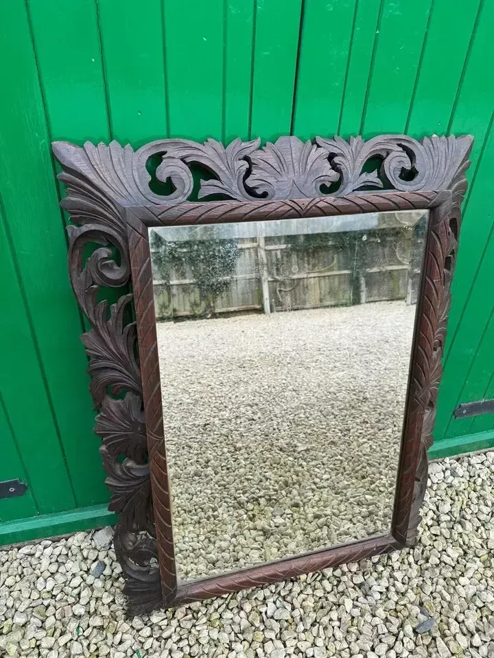 Gorgeous 19th Century French Carved Oak Wall Mirror Bevelled . 98cm By 74cm photo 450.0