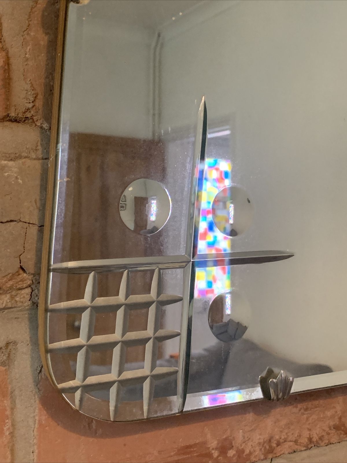 Art Deco 1930s Superb Frameless Mirror Antique 60cm By 38cm Wooden / Bevelled photo Home Decor