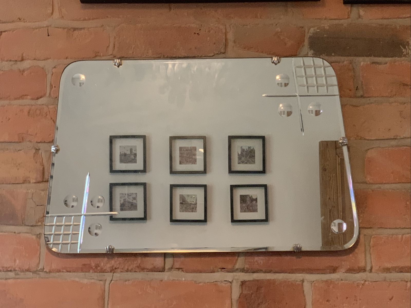 photo furniture Art Deco 1930s Superb Frameless Mirror Antique 60cm By 38cm Wooden / Bevelled