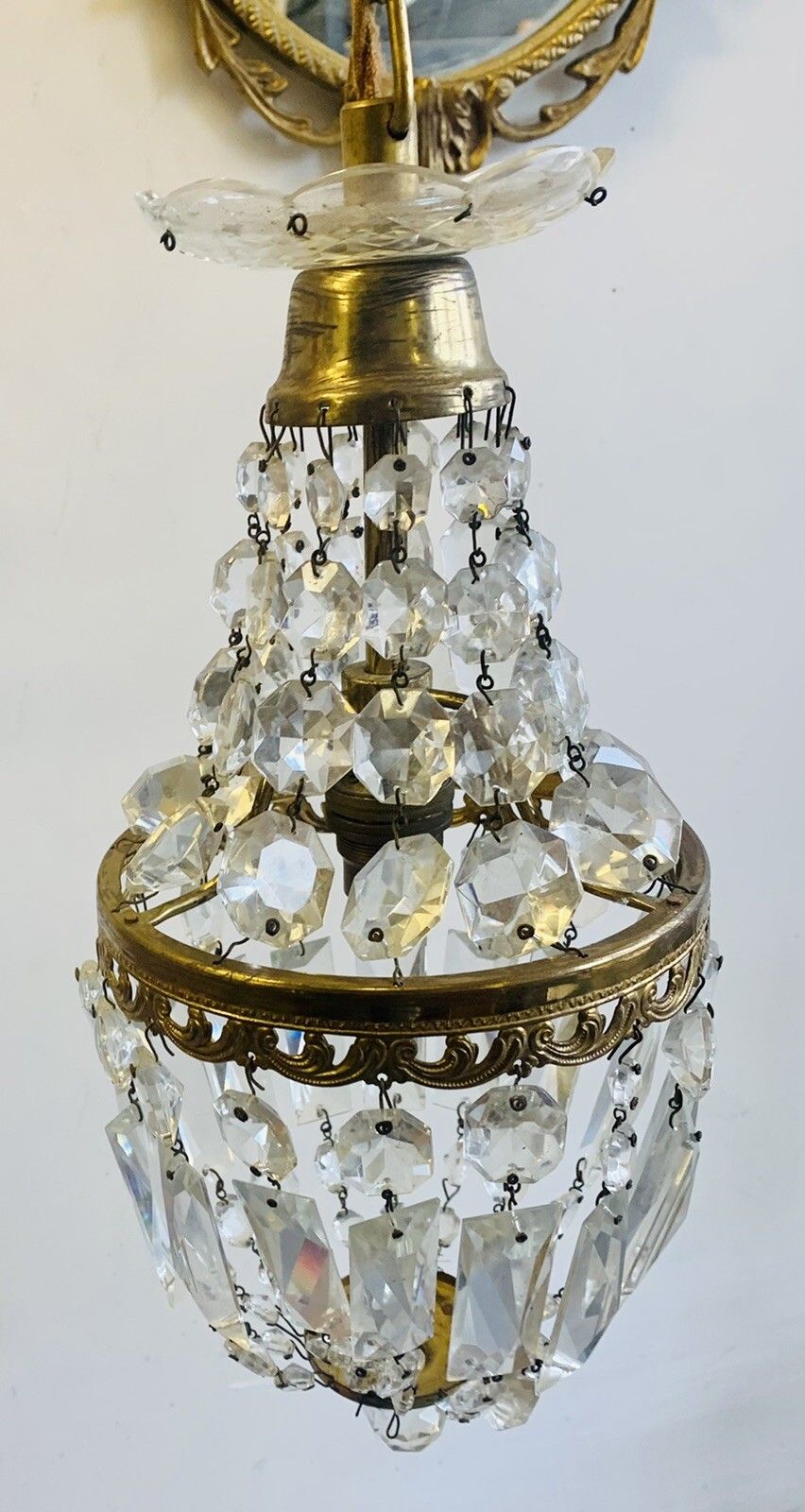 Traditional French Empire Chandelier C.1950’s  Cage Droplet Light Fitting photo Lighting