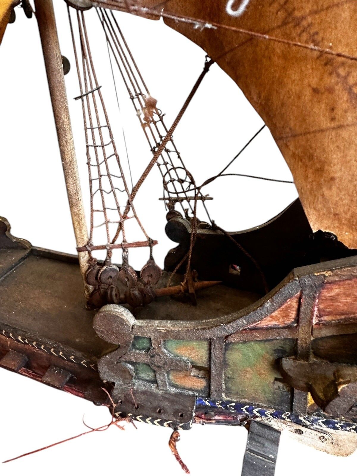 Galleon Antique Wooden Model Nautical Scratch Built Fantastic photo vintage
