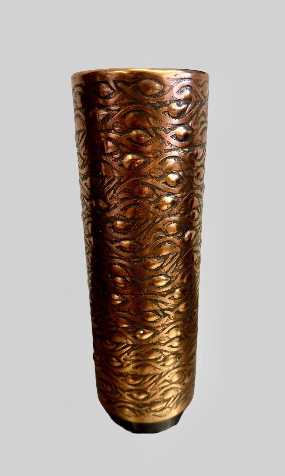 Brutalist Copper Vase Cylinder Mcm Vtg Scandi Scandinavian Axel Salto Style 70s