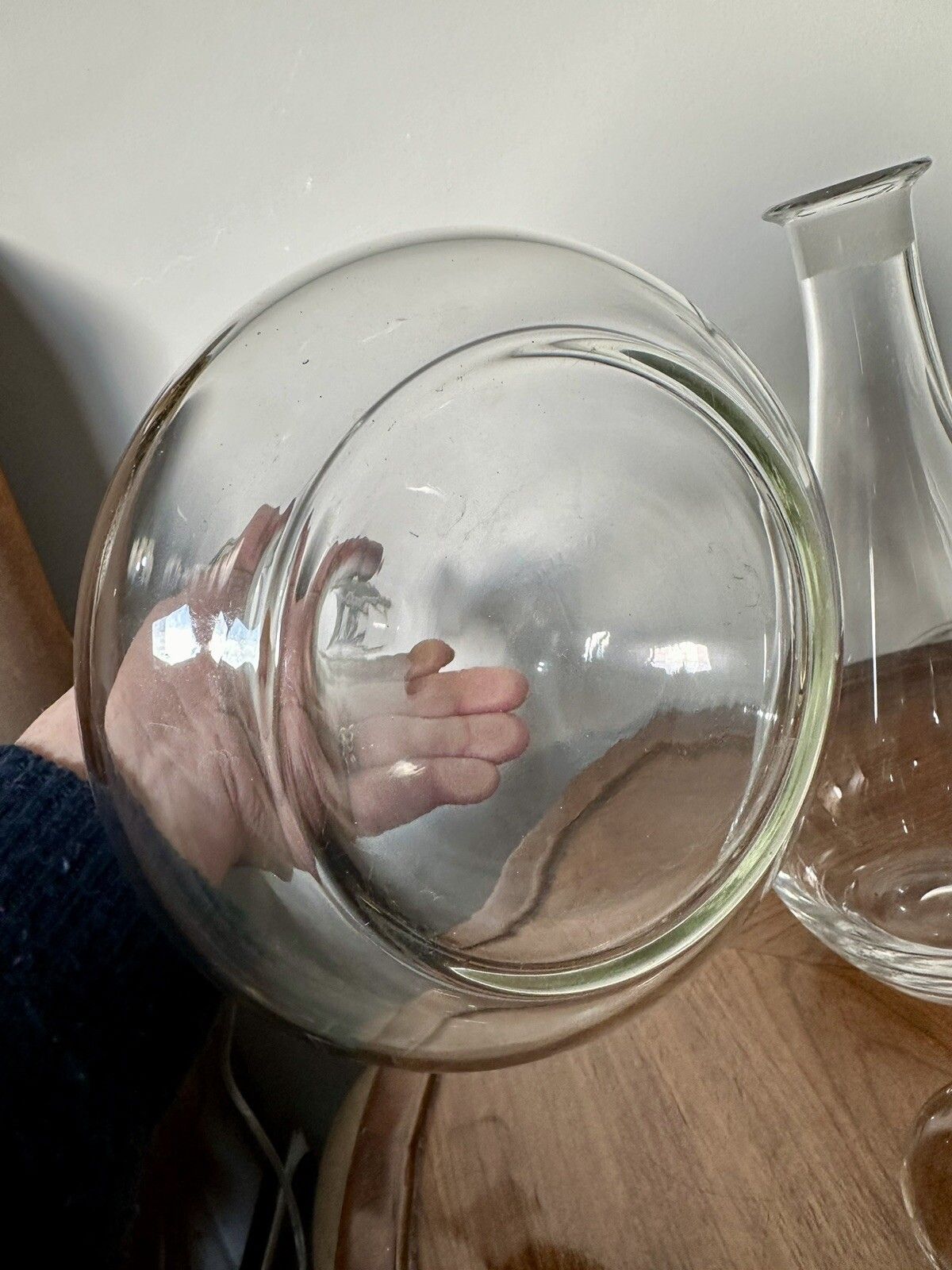 Vintage Handblown Glass  Mid Century Decanters Tear Drop And Flat Bottom. photo Home Decor