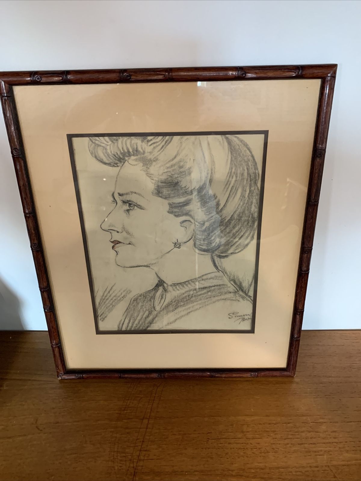 Vintage Pencil Portrait Sketch Signed By Artist