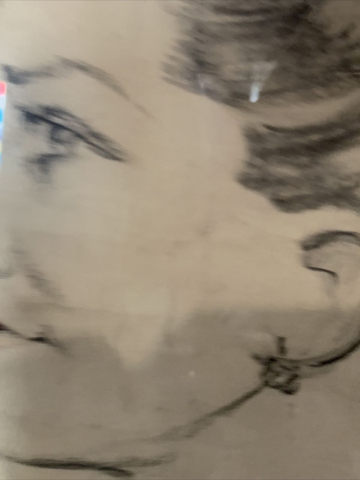 Vintage Pencil Portrait Sketch Signed By Artist photo 70.0