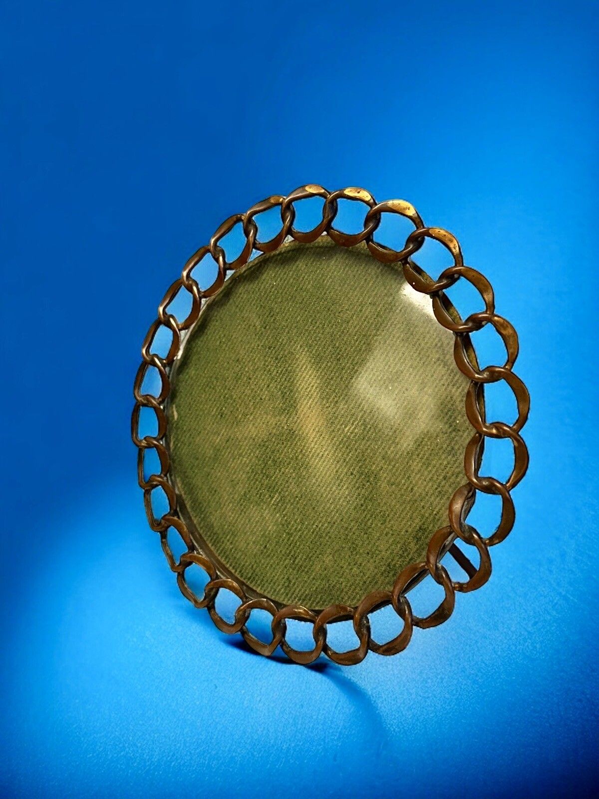 Antique Victorian Copper Chain Link/Ring/Loop Easel Photo Frame C1880 photo for sale