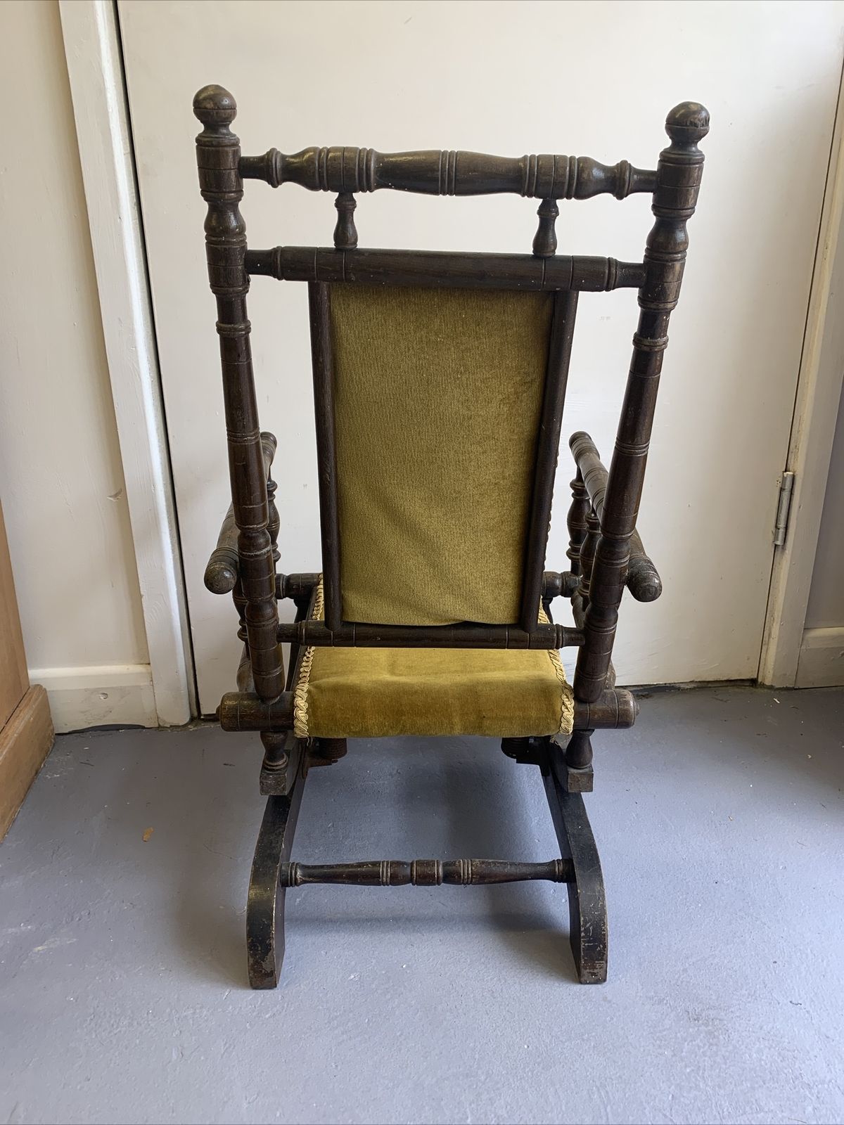 Antique Victorian Edwardian Oak Bobbing Chair Rocking Chair Child Teddy Doll￼ photo vinterior