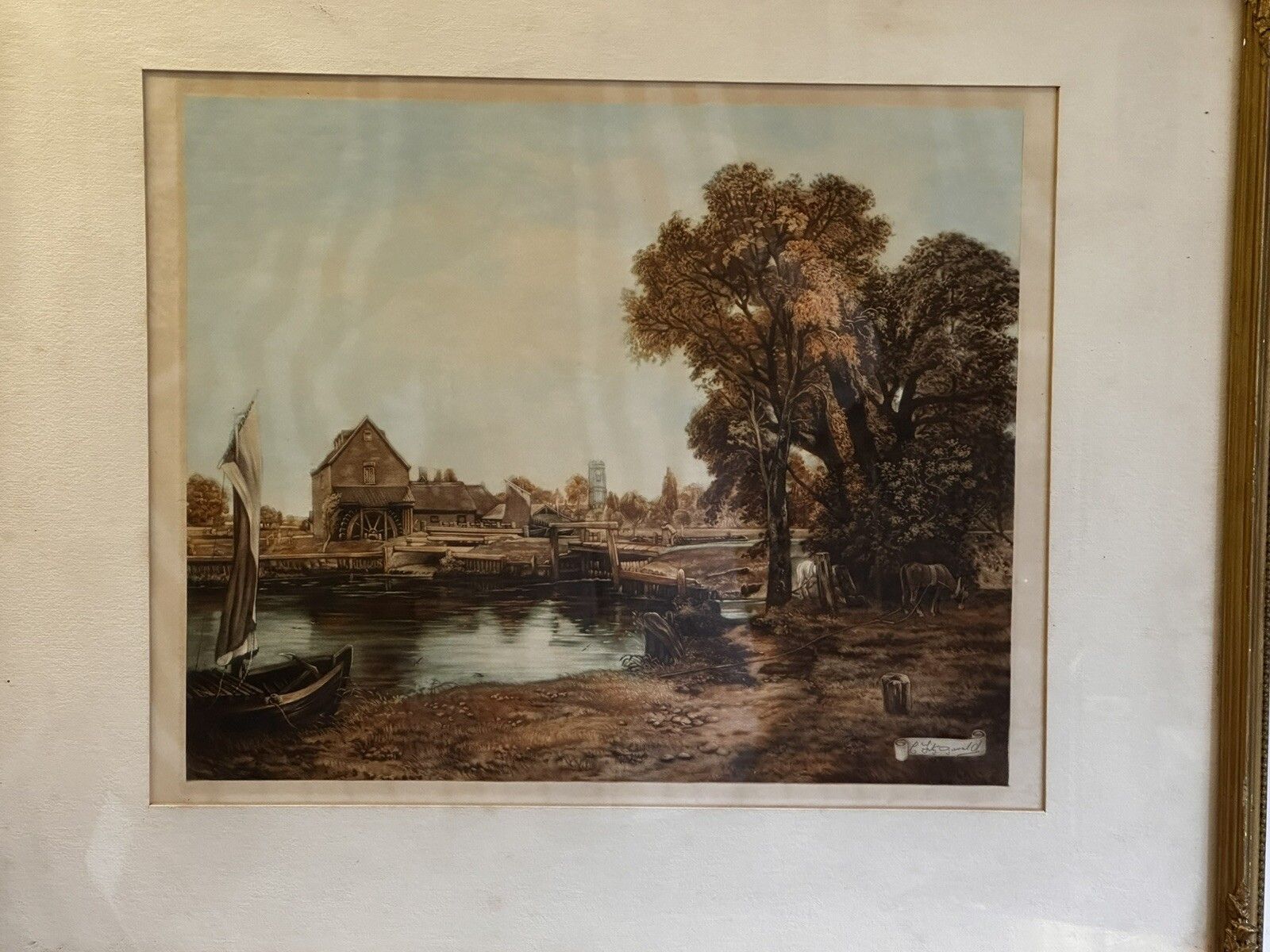 Original Dedham Mill Mezzotint C Fitzgerald After  John Constable Proof Signed photo 150.0