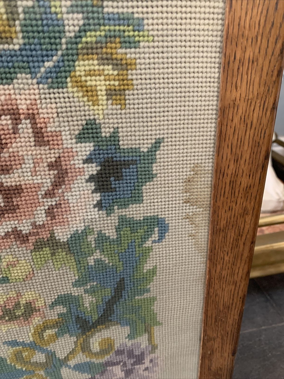 Art Deco Oak Framed Fire Screen  Hand Made Tapestry Panel Turns Into A Table photo for sale