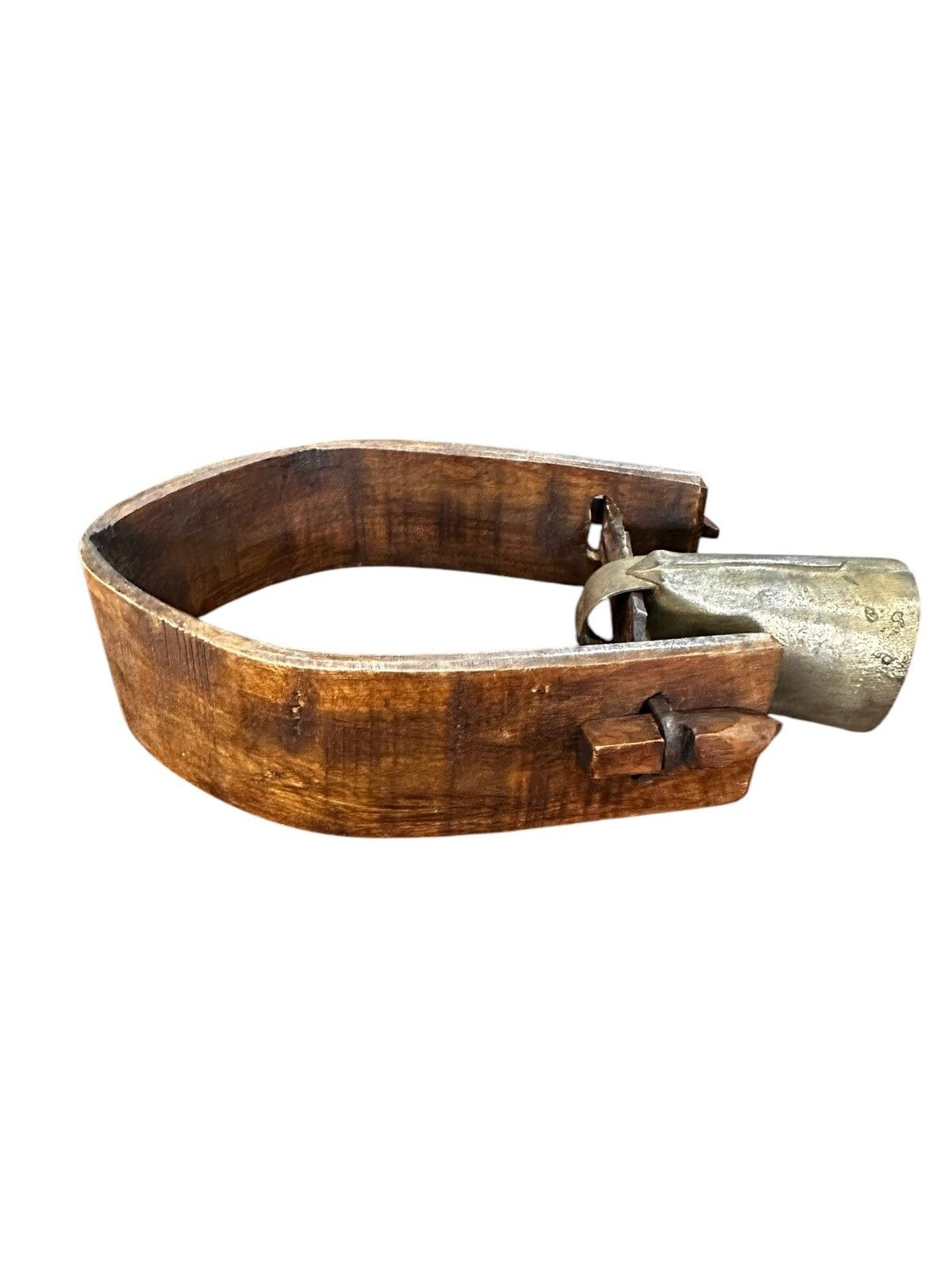 Early 20th Century Traditional Wooden Primitive Carved Cowbell Sheep Goat photo furniture