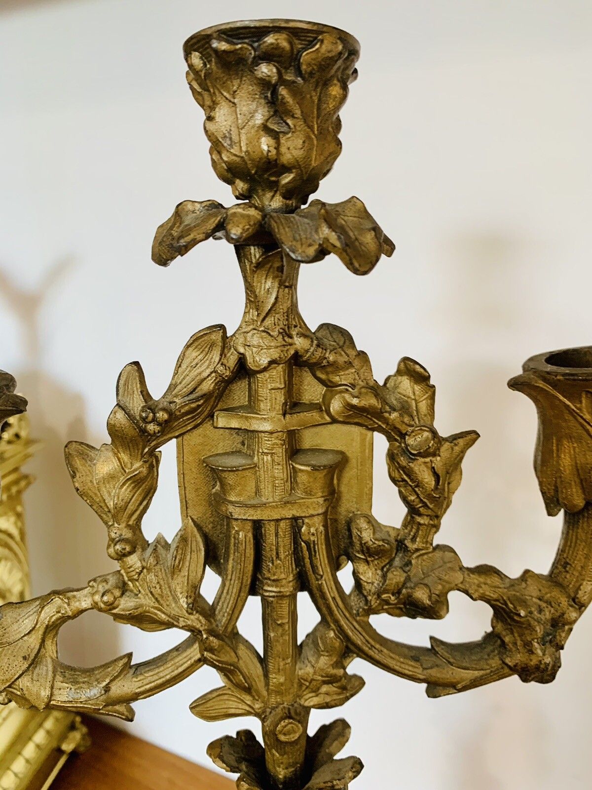 Antique Gilt European 19tn Century Large Three Arm Candelabra European Soldier photo buy