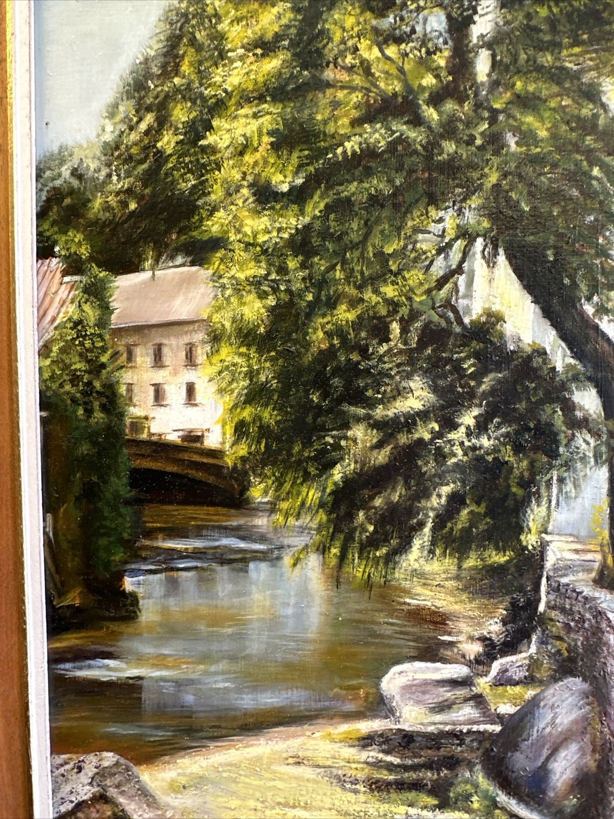 Vintage Signed Oil Brittany France Stream In Pont Avon 47cm By 33cm photo for sale
