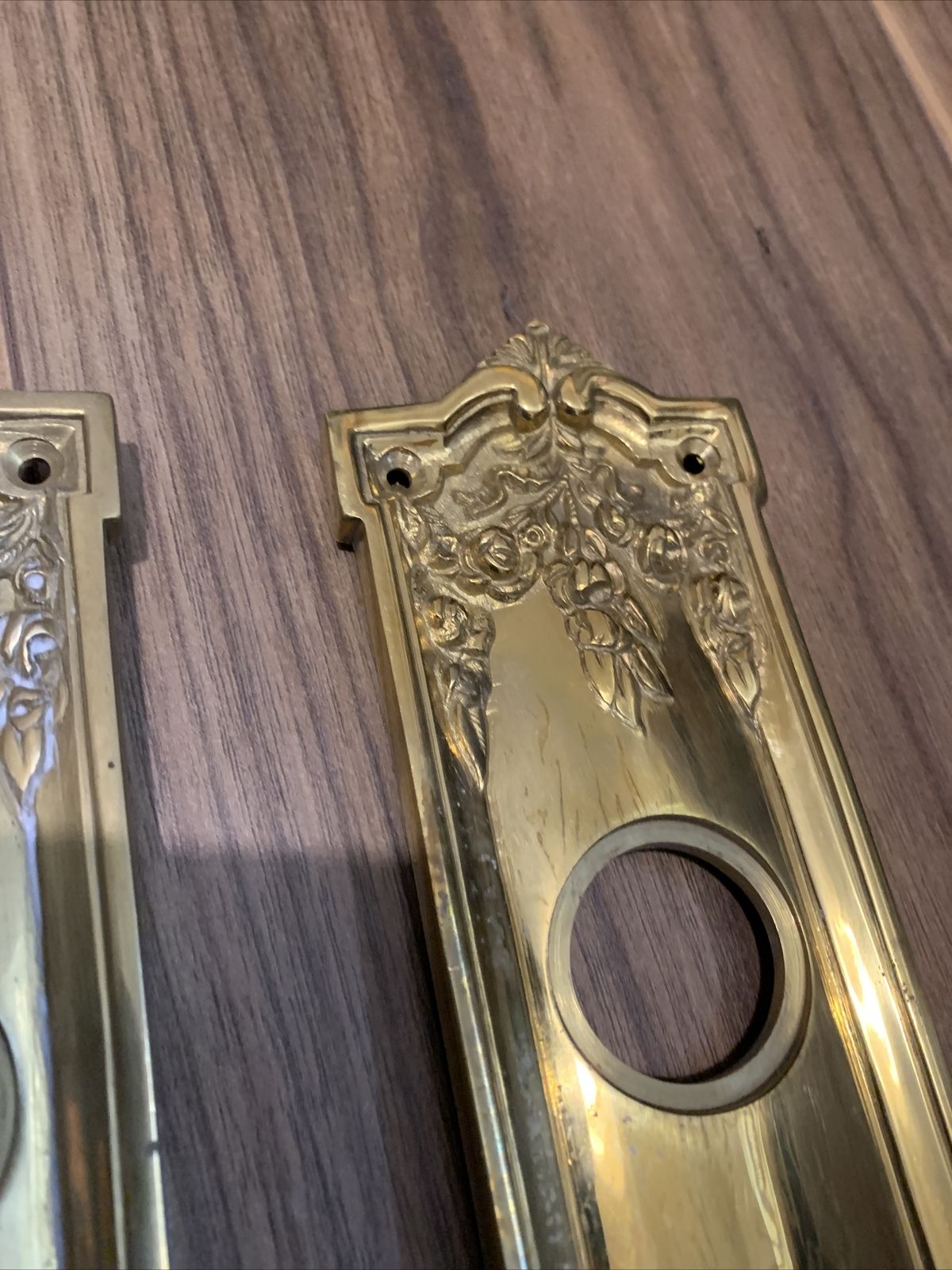 Vtg Antique Victorian Georgian Quality Heavy Brass Finger Plates Door Plaques photo for sale