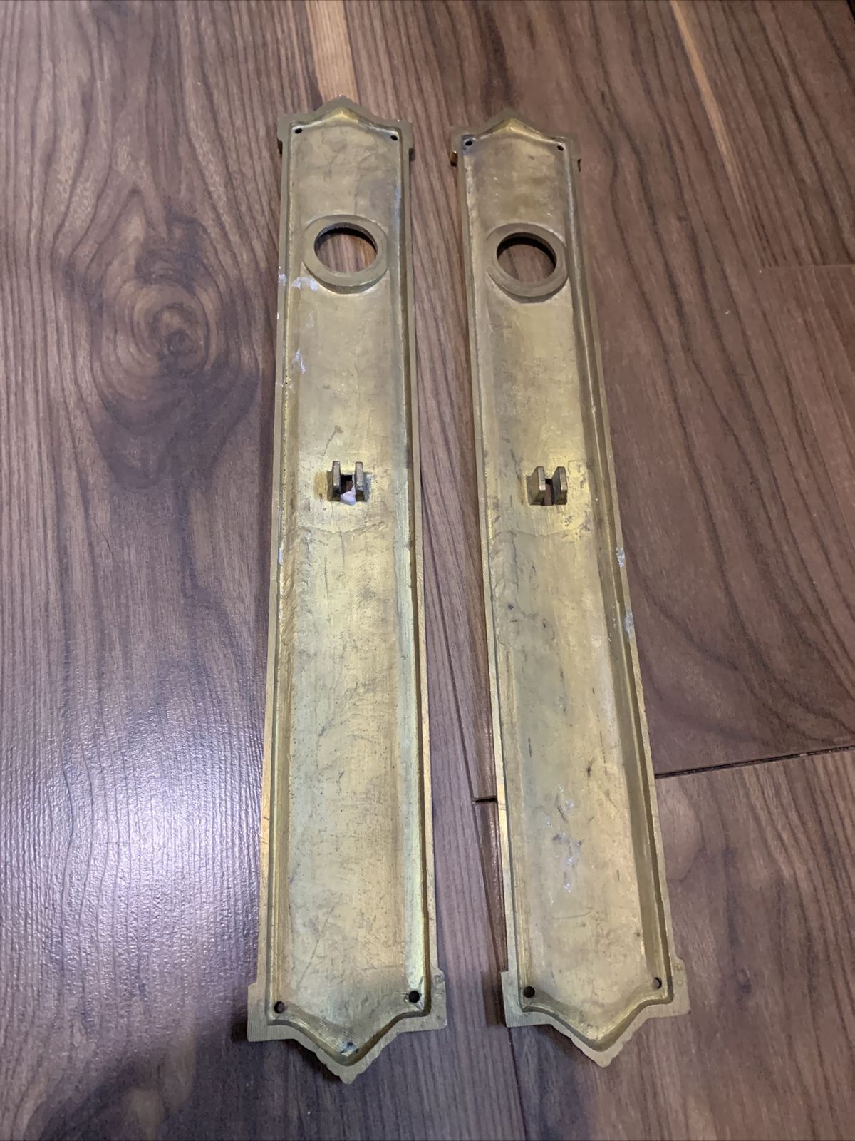 Vtg Antique Victorian Georgian Quality Heavy Brass Finger Plates Door Plaques photo 60.0