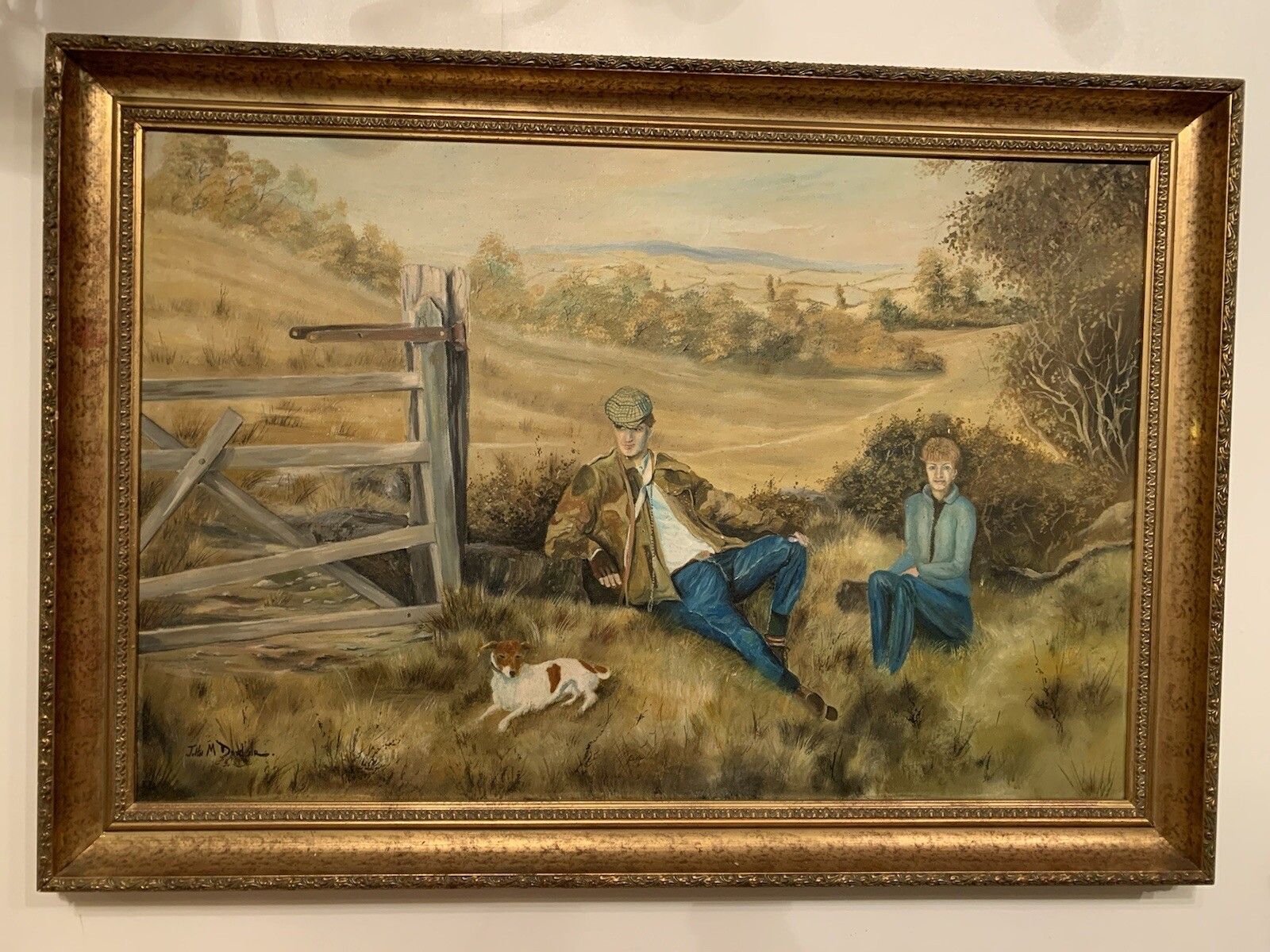John M Dowler Oil On Board Painting  Framed 88cm By 62cm  Signed Farming photo furniture