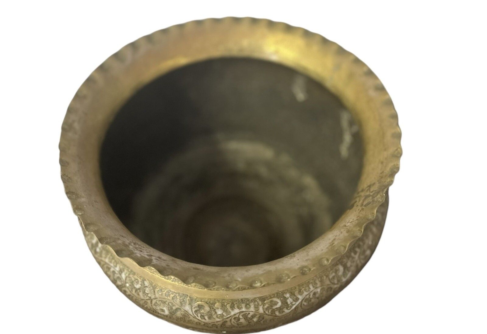 Antique 19th C Superb Fine Mameluk Brass Vessel Repousse Planter photo buy