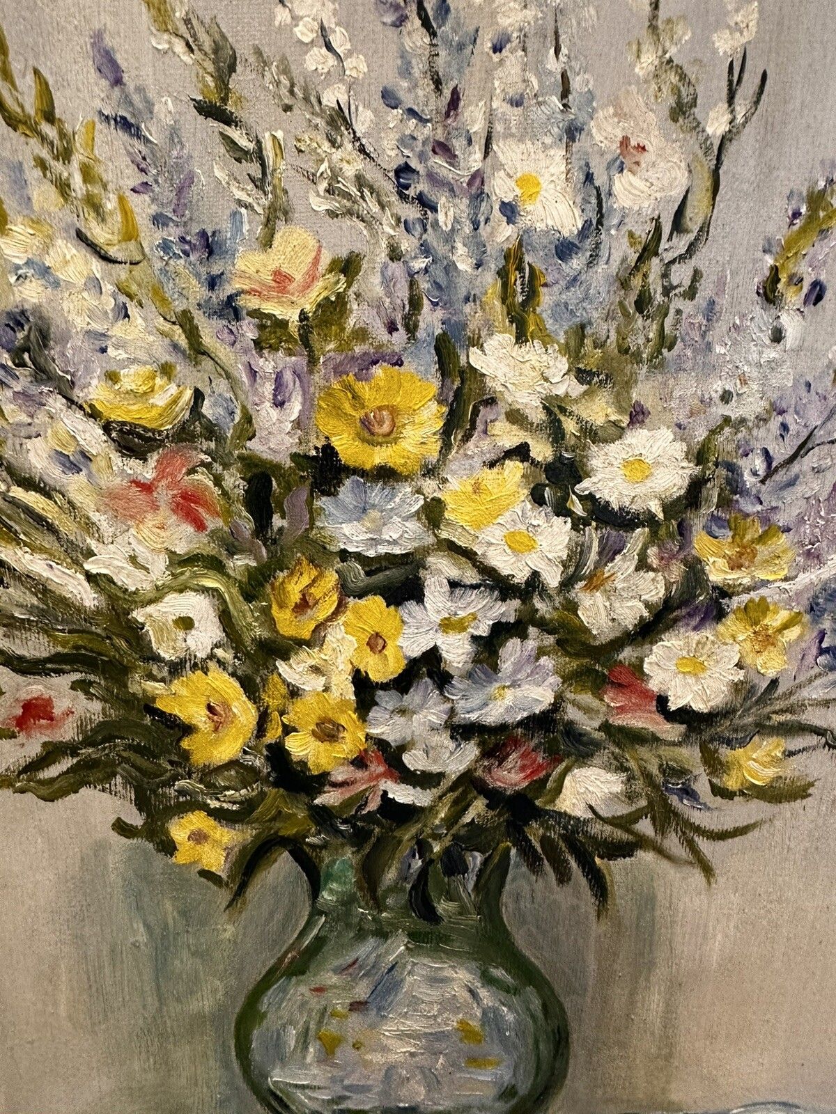 Mid Century Original Signed Oil Painting, Botanical Still Life Floral 48x38cm photo Art
