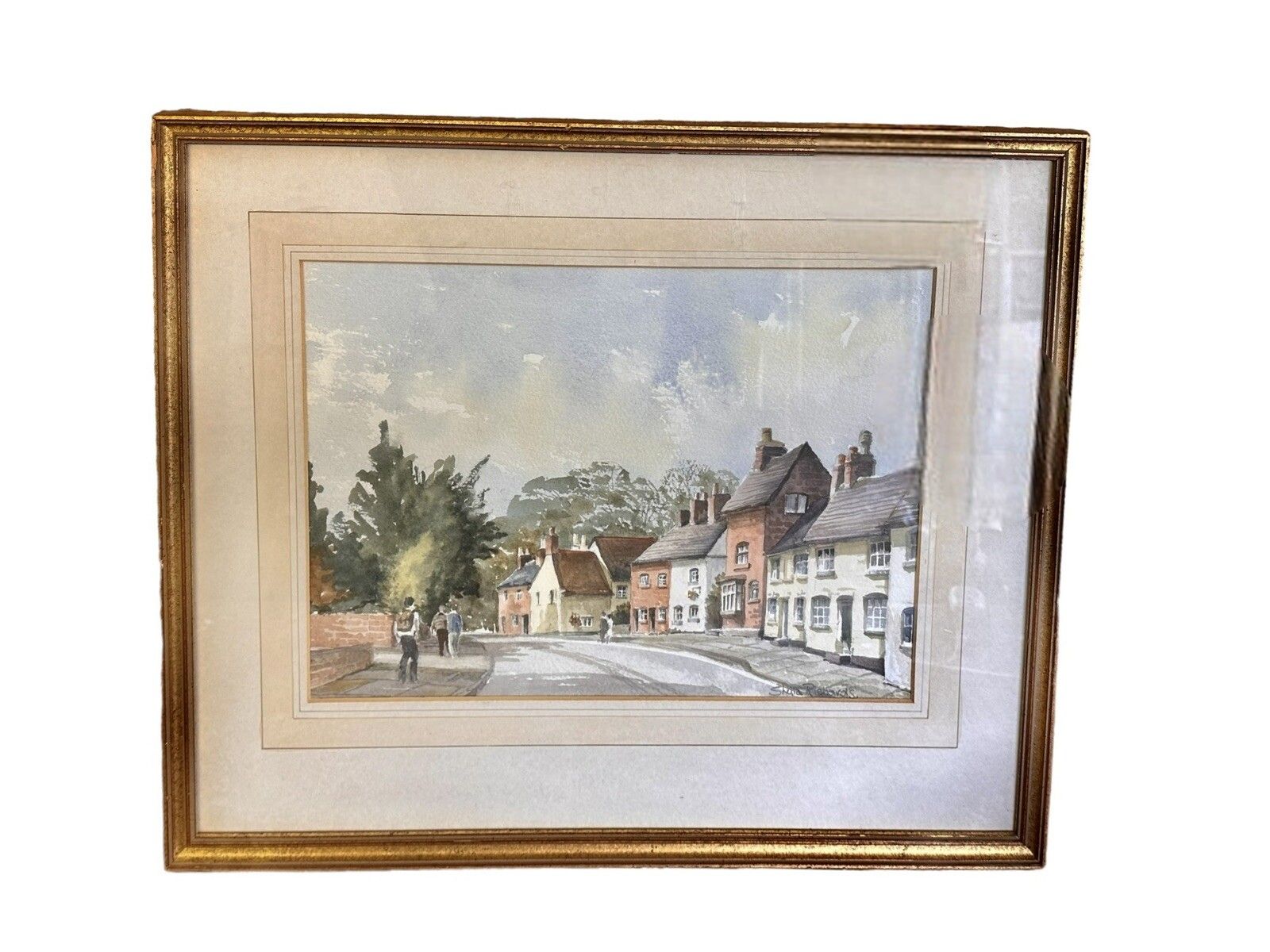 Sheila Richards Signed Contemporary Watercolour Street Architectural Scene
