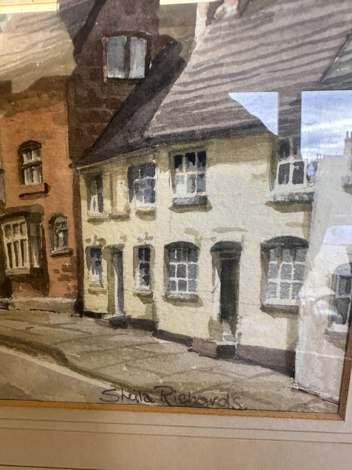 Sheila Richards Signed Contemporary Watercolour Street Architectural Scene photo Art